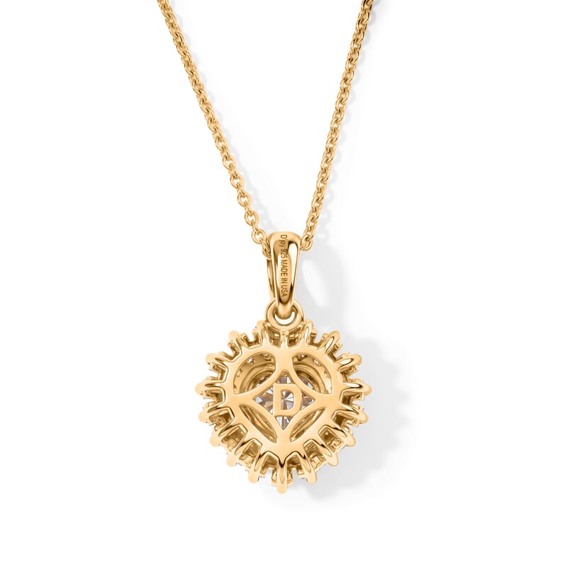 D'Joy AAA Turkizite and Moissanite 1.50 ctw Pendant Necklace in 18K Vermeil Yellow Gold Over Sterling Silver 20 Inches