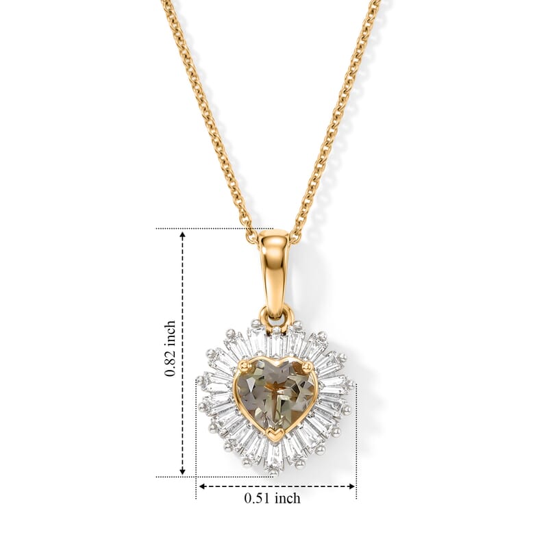 D'Joy AAA Turkizite and Moissanite 1.50 ctw Pendant Necklace in 18K Vermeil Yellow Gold Over Sterling Silver 20 Inches