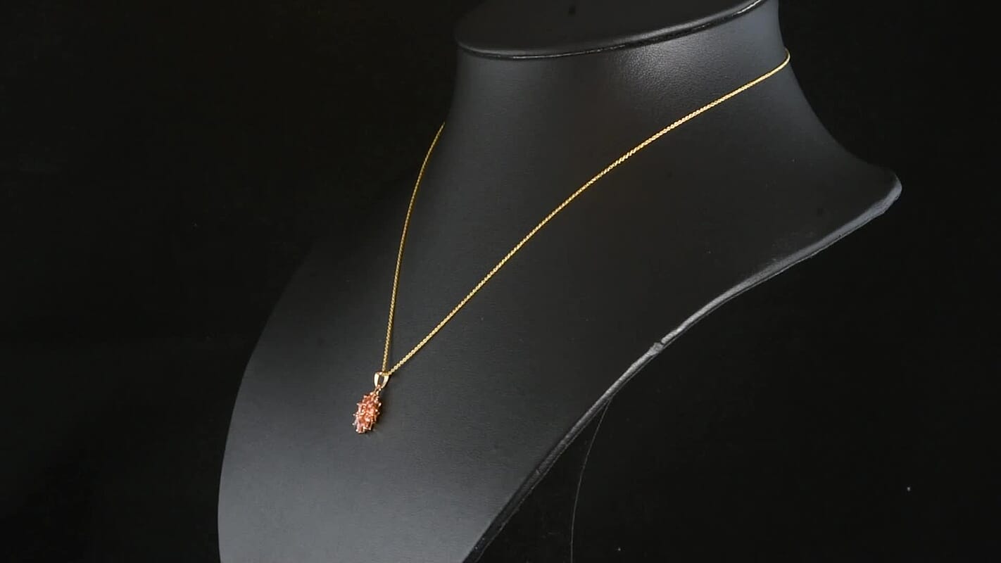 D''Joy Premium Padparascha Sapphire Pendant Necklace (20 Inches) in 18K Vermeil YG Over Sterling Silver 1.00 ctw