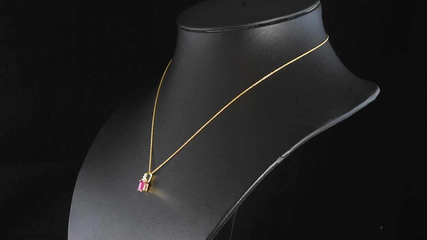 D''Joy Niassa Ruby (FF) Pendant in 18K YG Plated Sterling Silver with ION Plated YG Stainless Steel Necklace (20 Inches) 1.60 ctw