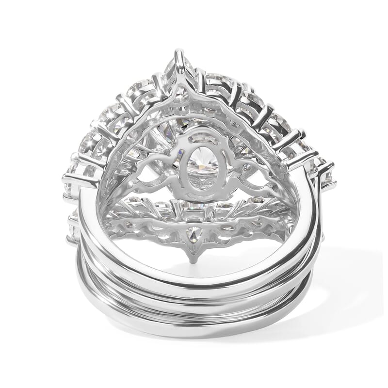 D'Joy Moissanite 7.60 ctw Set of 3 Ring in Rhodium Over Sterling Silver