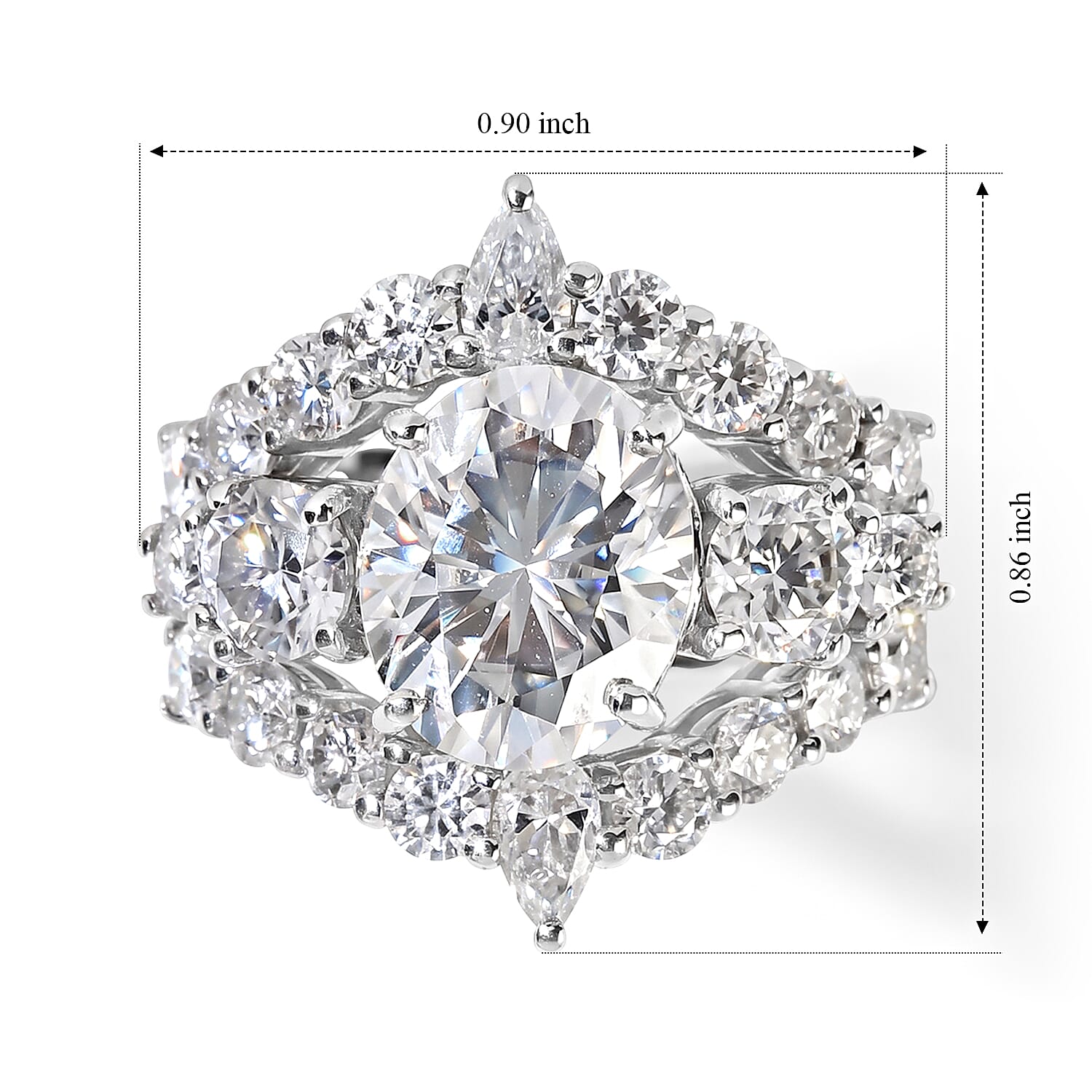 D'Joy Moissanite 7.60 ctw Set of 3 Ring in Rhodium Over Sterling Silver