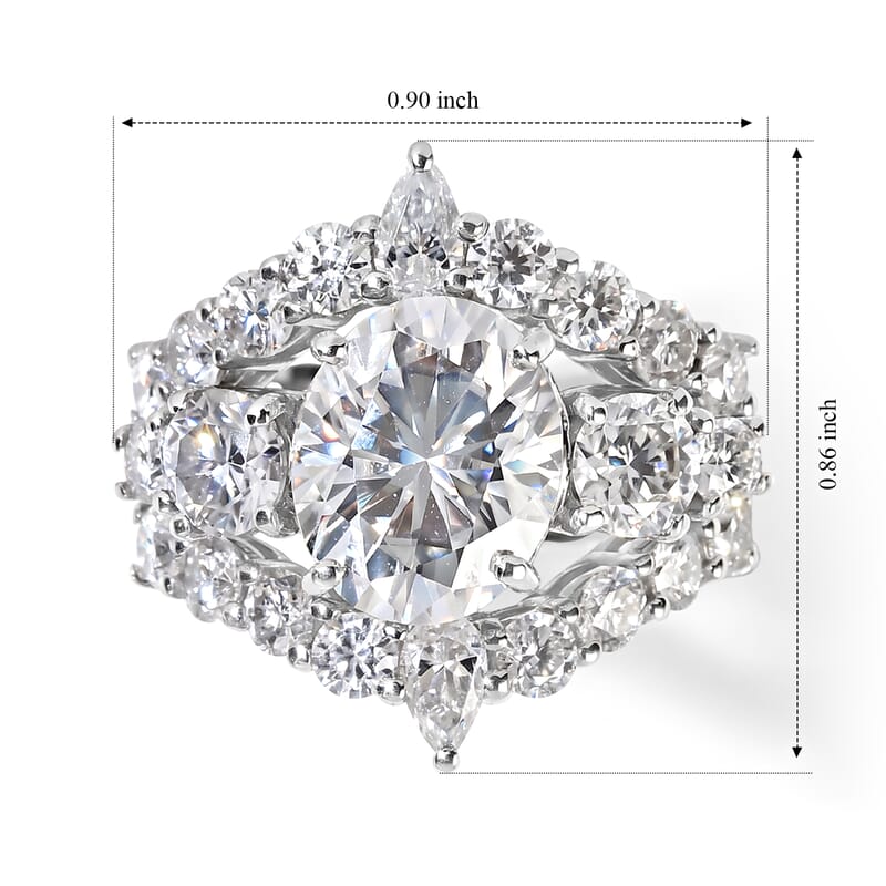 D'Joy Moissanite 7.60 ctw Set of 3 Ring in Rhodium Over Sterling Silver