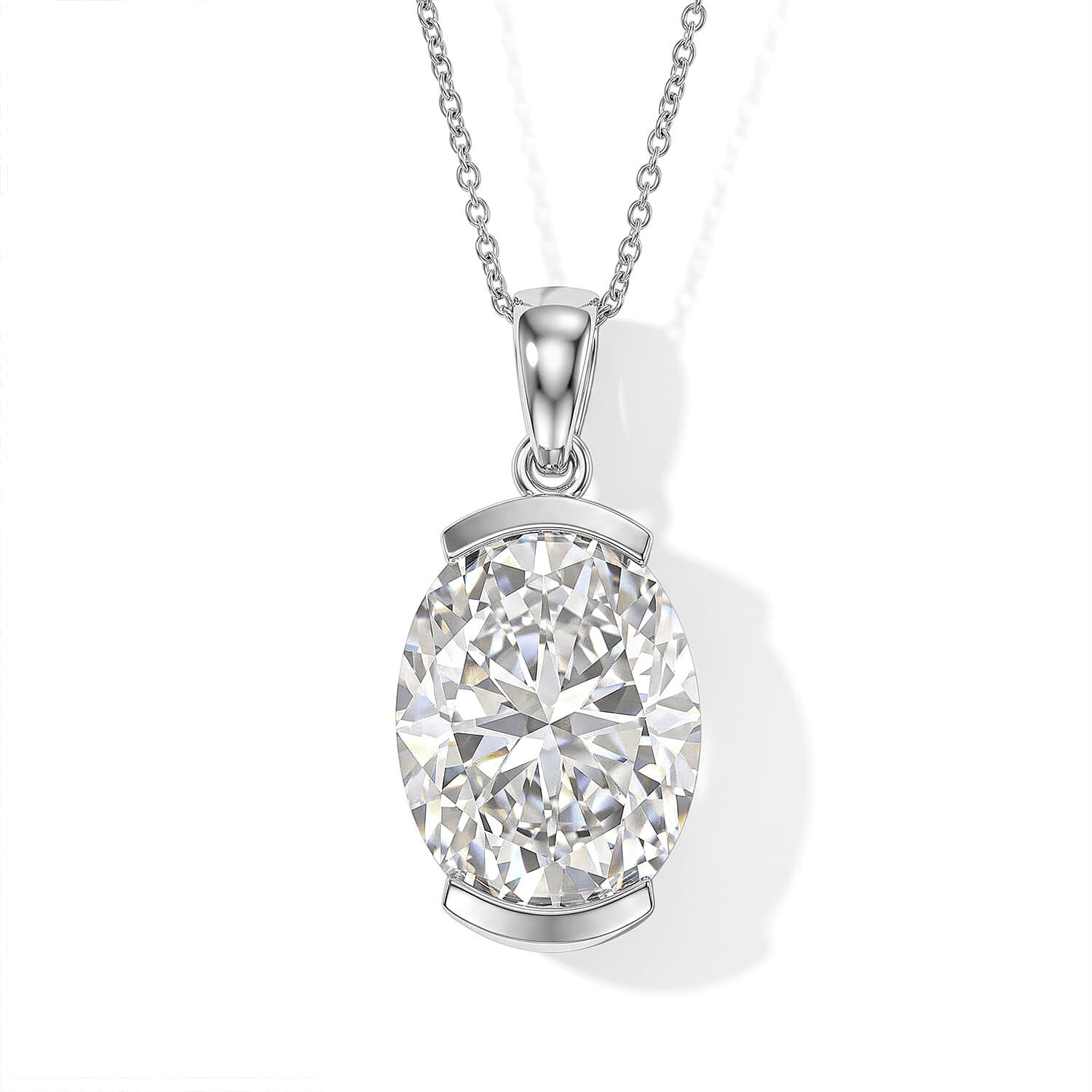 Doorbuster D'Joy Moissanite 9.50 ctw Pendant Necklace in Rhodium Over Sterling Silver 20 Inches