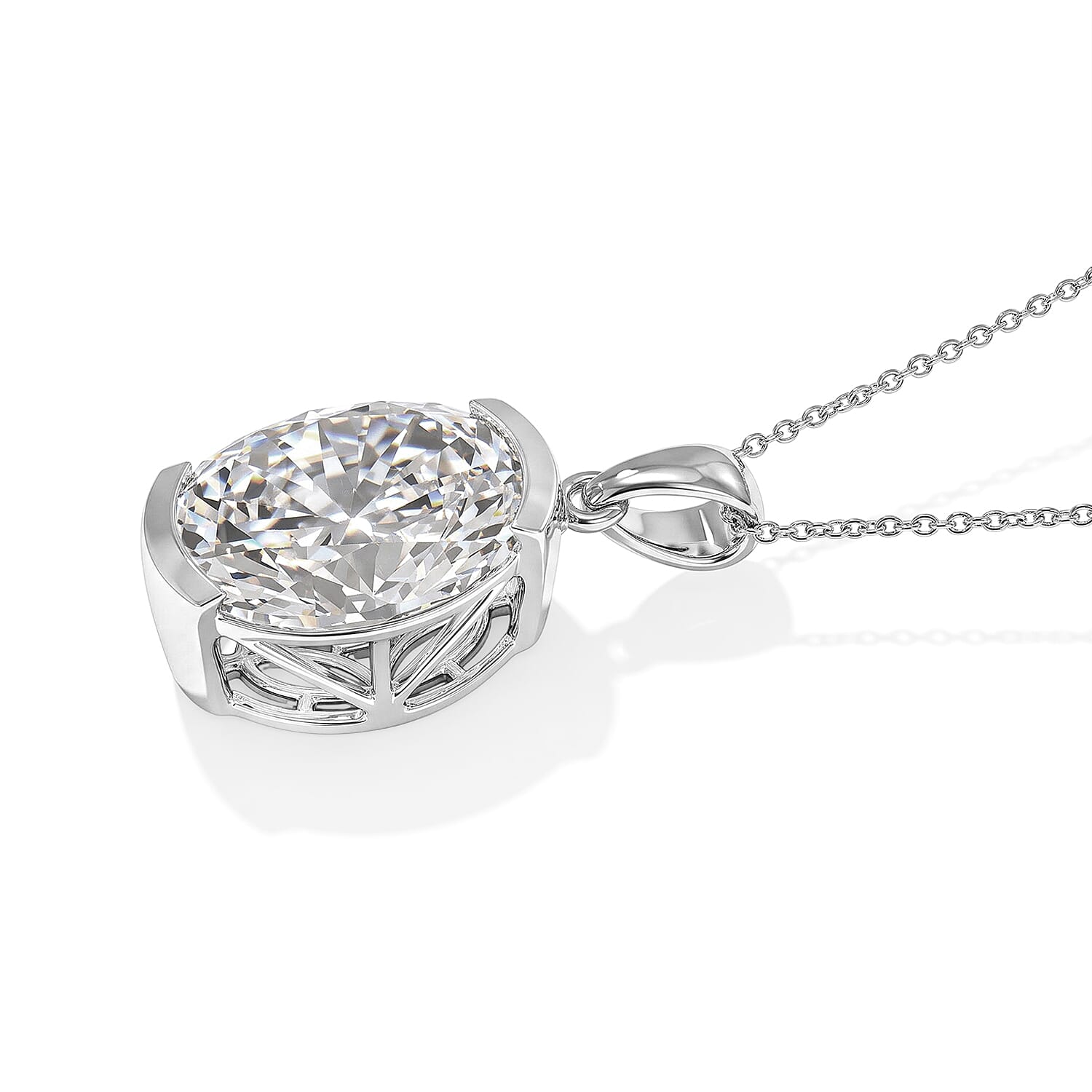 Doorbuster D'Joy Moissanite 9.50 ctw Pendant Necklace in Rhodium Over Sterling Silver 20 Inches