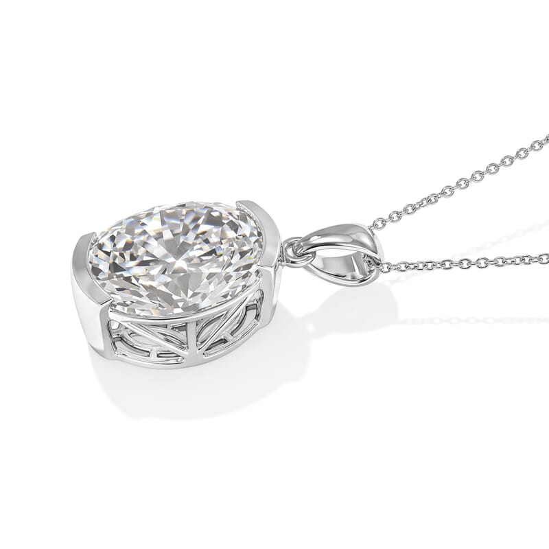 Doorbuster D'Joy Moissanite 9.50 ctw Pendant Necklace in Rhodium Over Sterling Silver 20 Inches