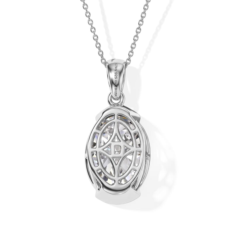 Doorbuster D'Joy Moissanite 9.50 ctw Pendant Necklace in Rhodium Over Sterling Silver 20 Inches