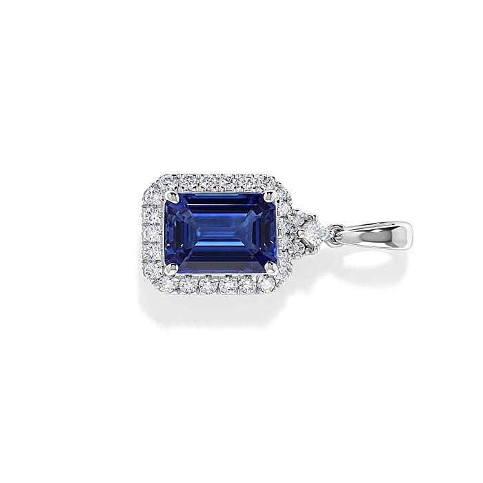 Certified and Appraised AAA Tanzanite and Luxuriant Lab Grown Diamond G-H SI 2.75 ctw Pendant Necklace in 10K White Gold (18 Inches)