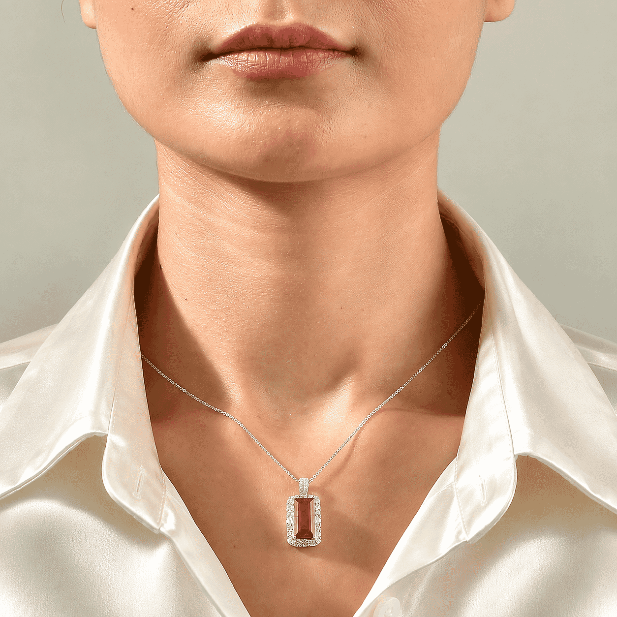 Certified & Appraised D'Joy Premium Niassa Ruby (FF) and Moissanite 7.60 ctw Pendant Necklace in Rhodium Over Sterling Silver 18 Inches