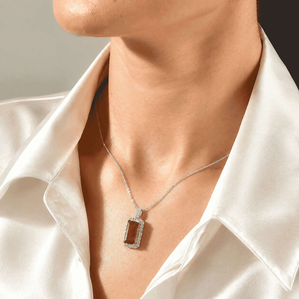 Certified & Appraised D'Joy Premium Niassa Ruby (FF) and Moissanite 7.60 ctw Pendant Necklace in Rhodium Over Sterling Silver 18 Inches