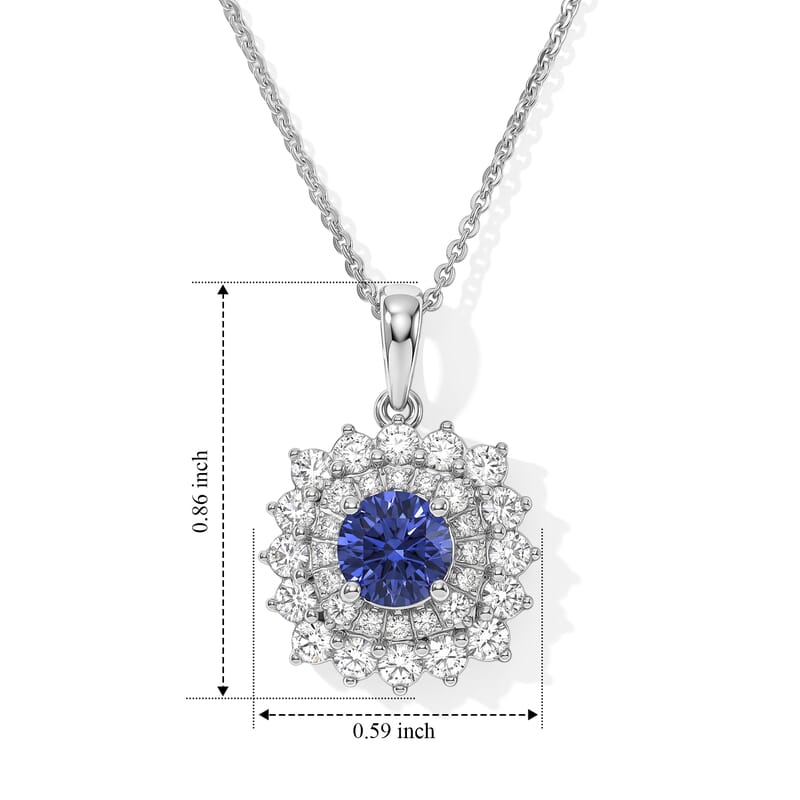 Certified & Appraised D'Joy Premium Tanzanite and Moissanite 1.70 ctw Pendant Necklace in Rhodium Over Sterling Silver 18 Inches