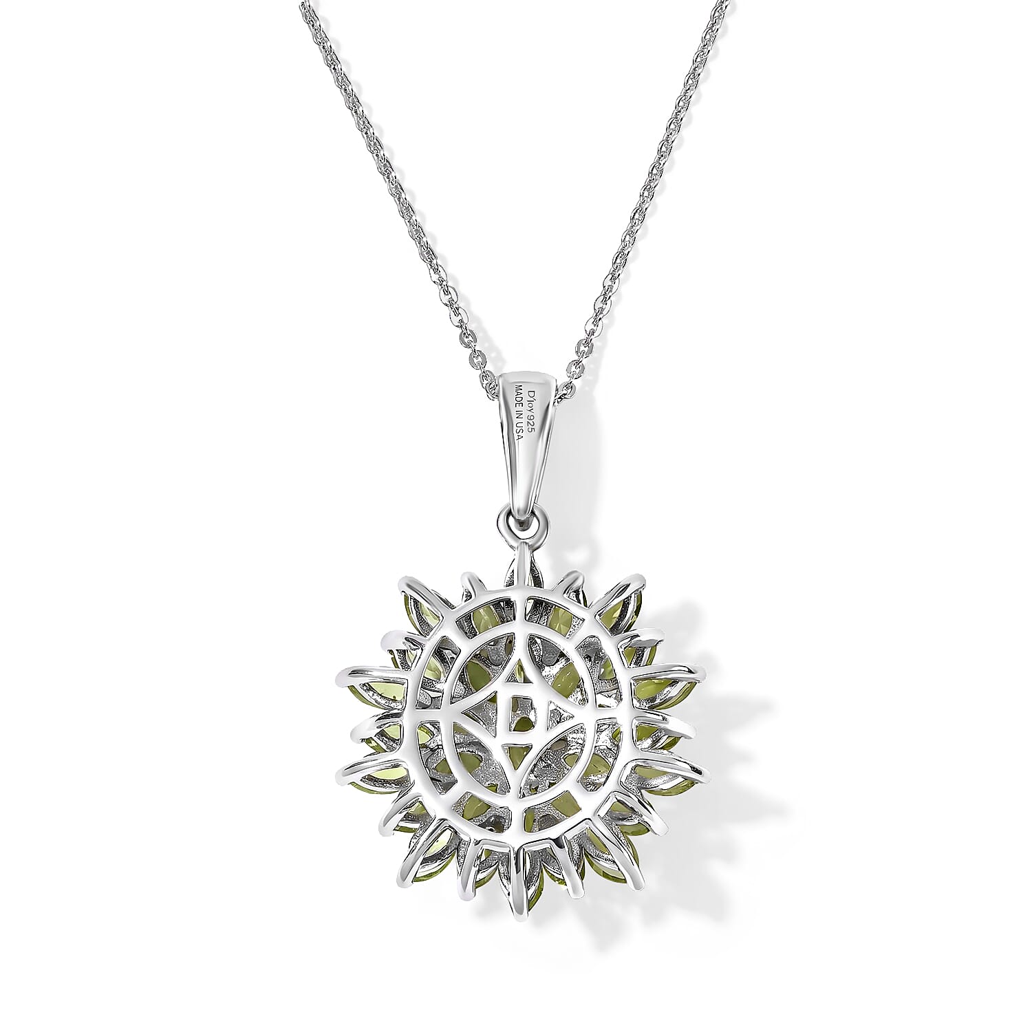 D'Joy Premium Hebei Peridot 5.25 ctw Pendant Necklace in Rhodium Over Sterling Silver 20 Inches