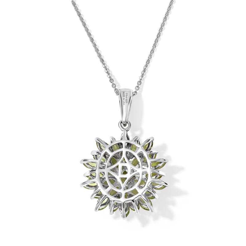 D'Joy Premium Hebei Peridot 5.25 ctw Pendant Necklace in Rhodium Over Sterling Silver 20 Inches