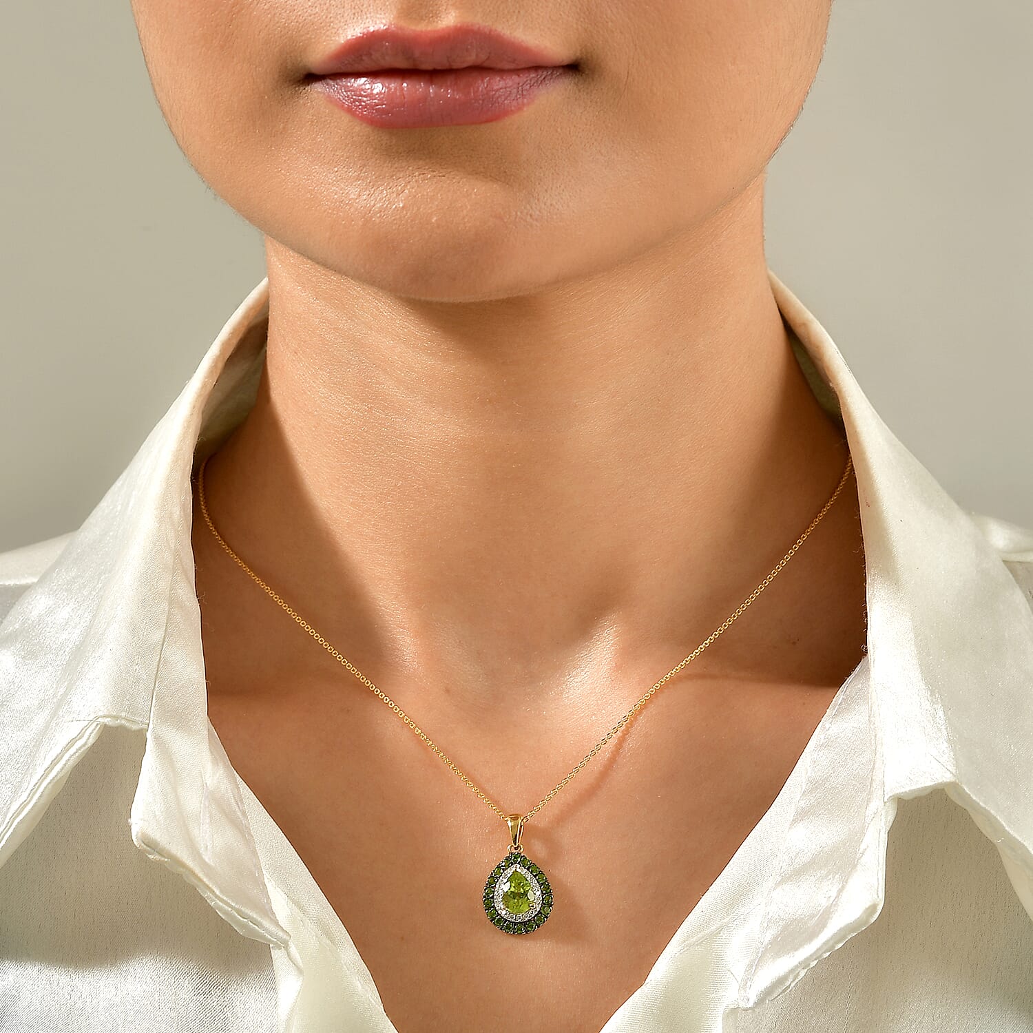 D'Joy Premium Hebei Peridot and Multi Gemstone 1.80 ctw Pendant Necklace in 18K Vermeil Yellow Gold Over Sterling Silver 20 Inches
