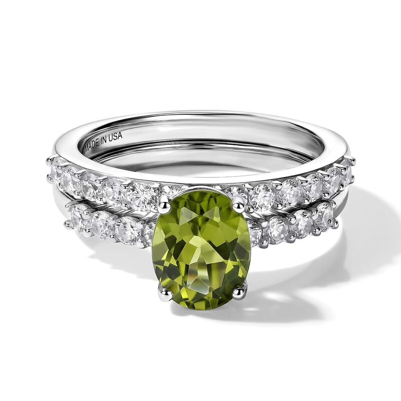 Set of 2 -  Main Stone With Side Stone Ring in Rhodium Over Sterling Silver  Silver Wt. 10 g 2.63 ctw