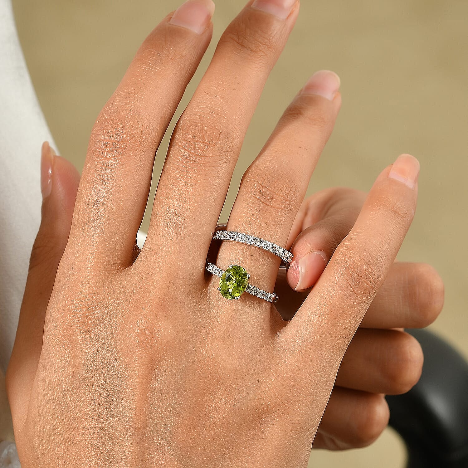 Set of 2 -  Main Stone With Side Stone Ring in Rhodium Over Sterling Silver  Silver Wt. 10 g 2.63 ctw