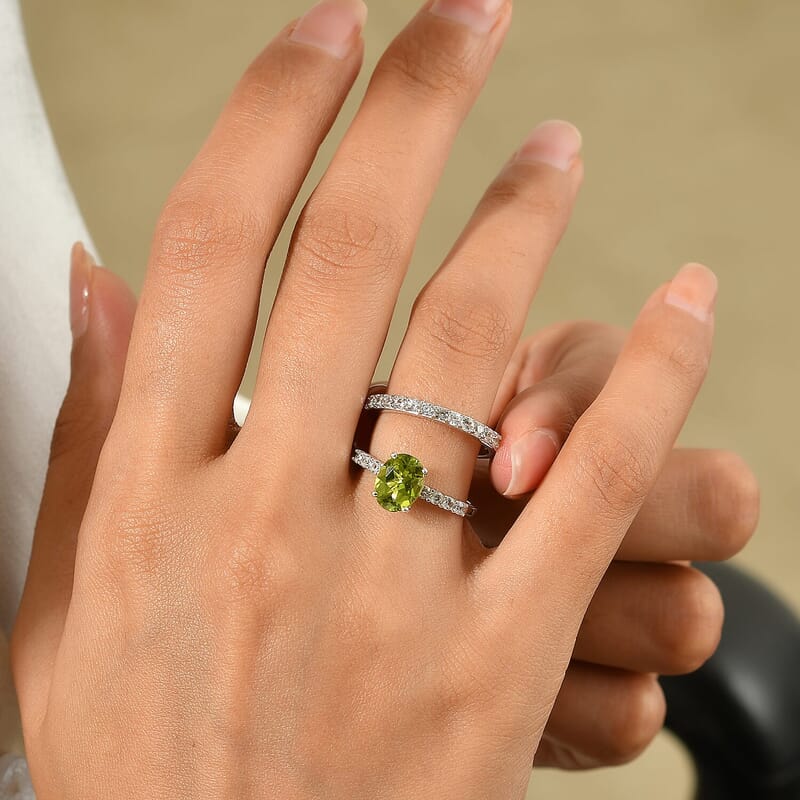 Set of 2 -  Main Stone With Side Stone Ring in Rhodium Over Sterling Silver  Silver Wt. 10 g 2.63 ctw