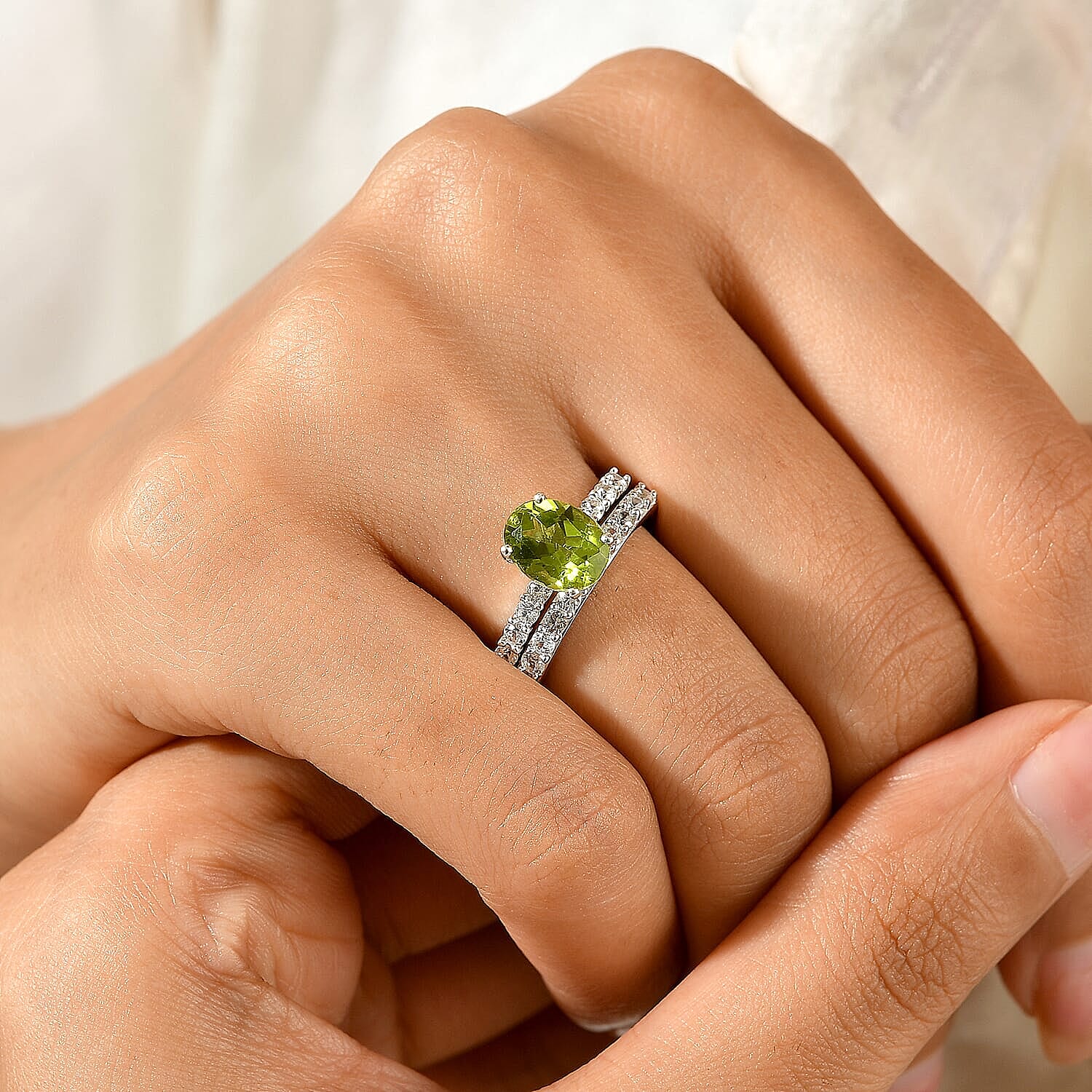 Set of 2 -  Main Stone With Side Stone Ring in Rhodium Over Sterling Silver  Silver Wt. 10 g 2.63 ctw