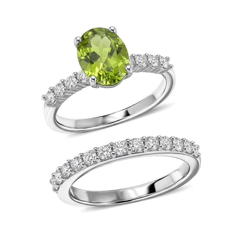 Set of 2 -  Main Stone With Side Stone Ring in Rhodium Over Sterling Silver  Silver Wt. 10 g 2.63 ctw