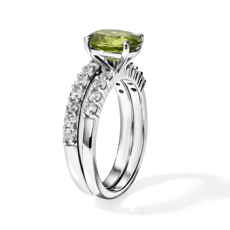Set of 2 -  Main Stone With Side Stone Ring in Rhodium Over Sterling Silver  Silver Wt. 10 g 2.63 ctw