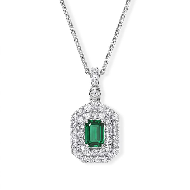 Certified & Appraised D'Joy Premium Lagoon Tourmaline and Moissanite 1.15 ctw Pendant Necklace in Rhodium Over Sterling Silver 18 Inches