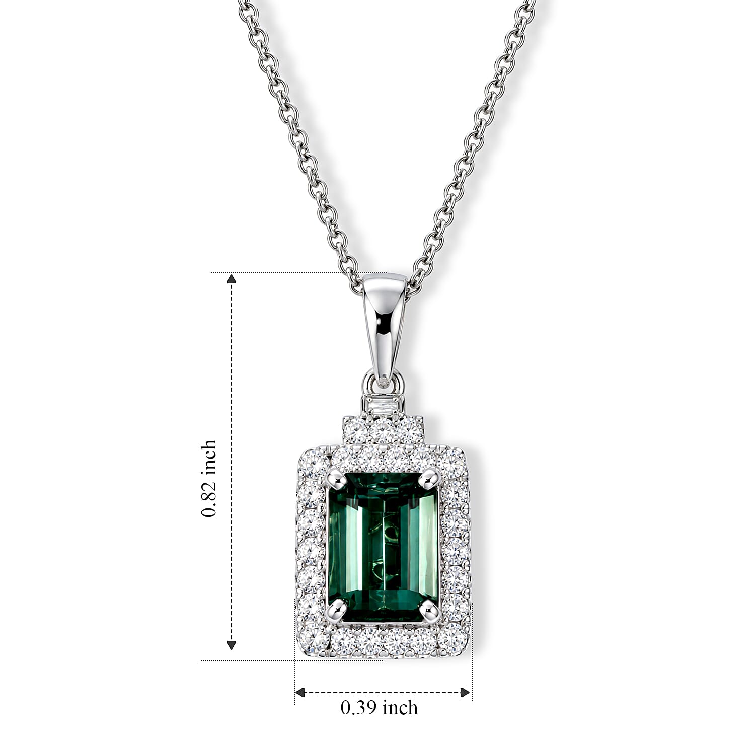 Certified and Appraised Luxoro AAA Monte Belo Indicolite and Diamond (I2) 2.07 ctw Pendant Necklace in 14K White Gold (18 Inches)
