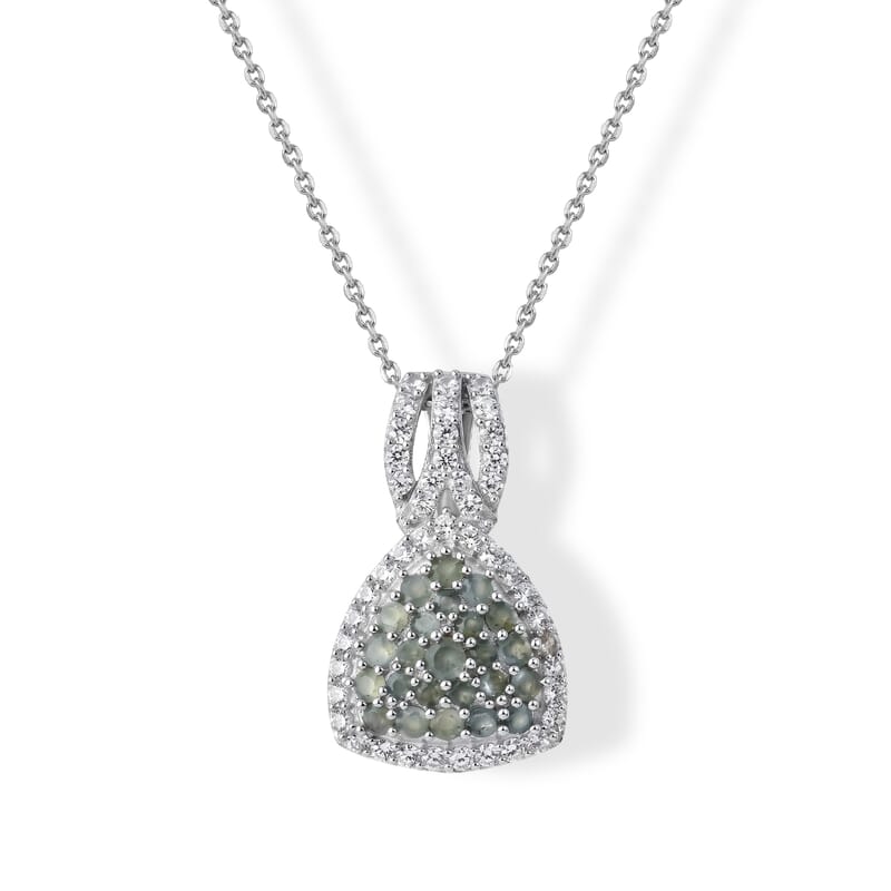 D'Joy Narsipatnam Alexandrite and White Zircon 1.90 ctw Symphony Pendant Necklace in Rhodium Over Sterling Silver 20 Inches