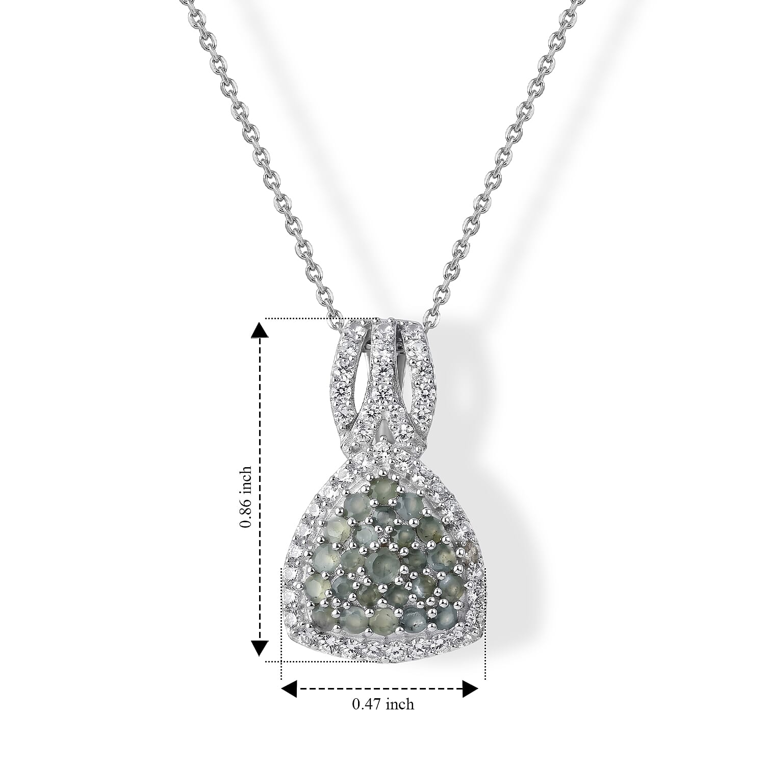 D'Joy Narsipatnam Alexandrite and White Zircon 1.90 ctw Symphony Pendant Necklace in Rhodium Over Sterling Silver 20 Inches