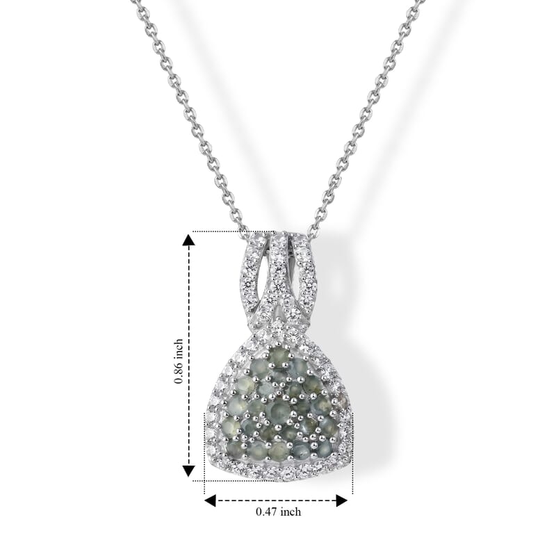 D'Joy Narsipatnam Alexandrite and White Zircon 1.90 ctw Symphony Pendant Necklace in Rhodium Over Sterling Silver 20 Inches