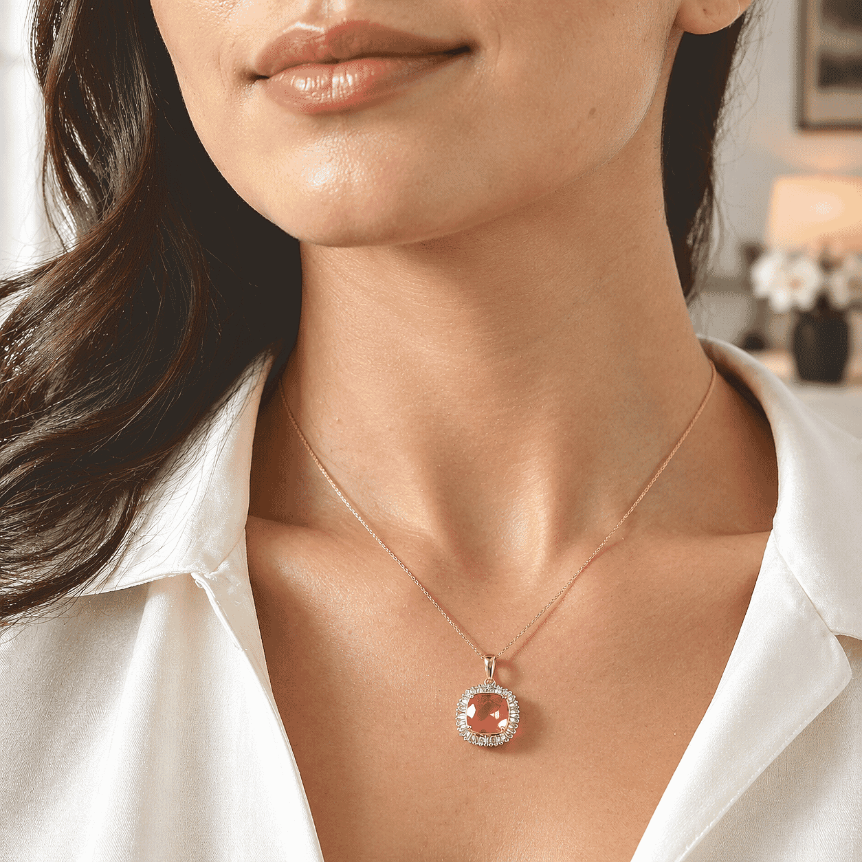 AAA Crimson Fire Opal, Luxuriant Lab Grown Diamond VS 2.25 ctw Scarlet Sunburst Pendant Necklace in 10K Yellow Gold 20 Inches