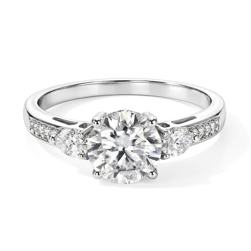 Doorbuster D'Joy Moissanite 3.50 ctw Ring (Size 8) and Pendant in Platinum Over Sterling Silver with Stainless Steel Necklace 20 Inches