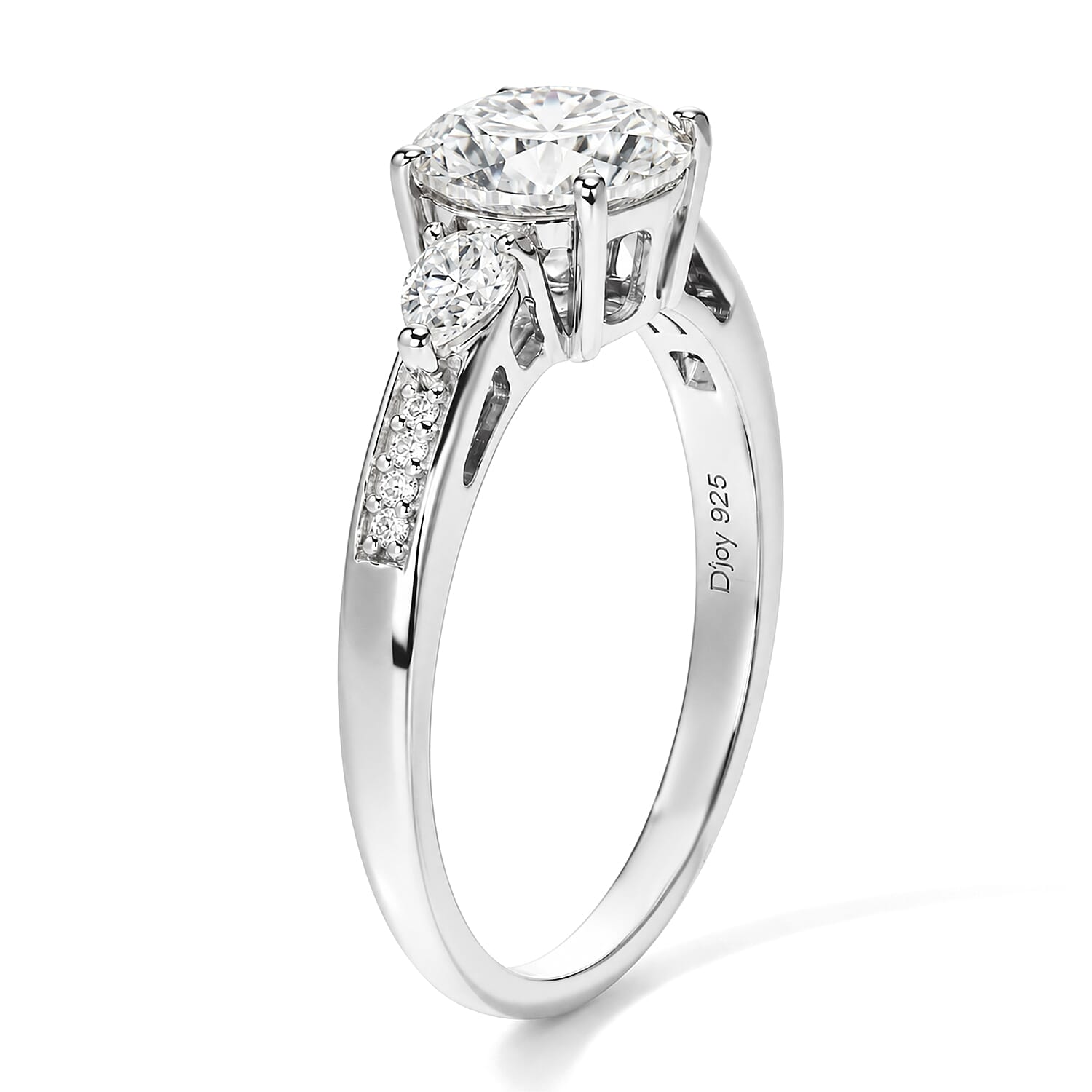 Doorbuster D'Joy Moissanite 3.50 ctw Ring (Size 8) and Pendant in Platinum Over Sterling Silver with Stainless Steel Necklace 20 Inches