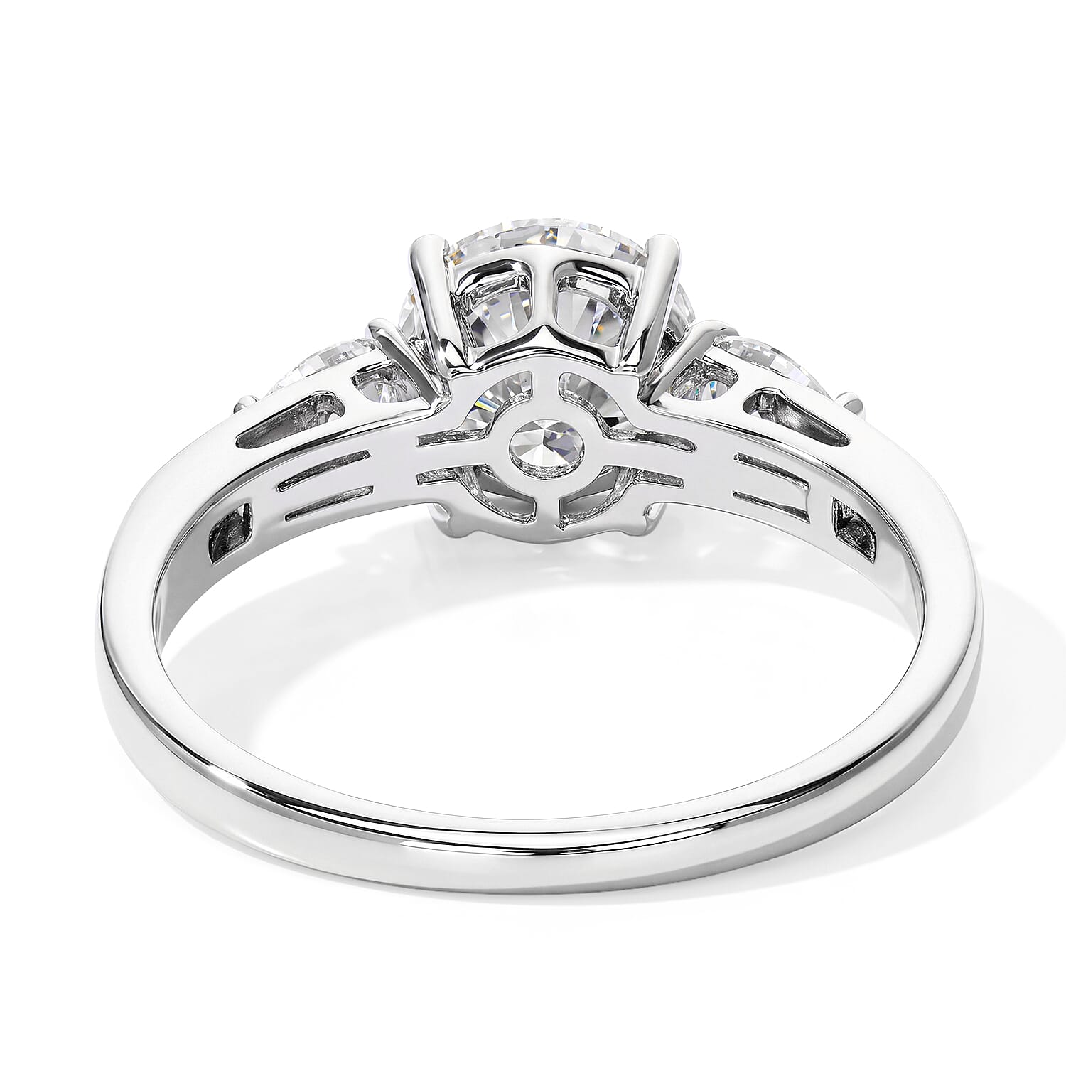 Doorbuster D'Joy Moissanite 3.50 ctw Ring (Size 8) and Pendant in Platinum Over Sterling Silver with Stainless Steel Necklace 20 Inches