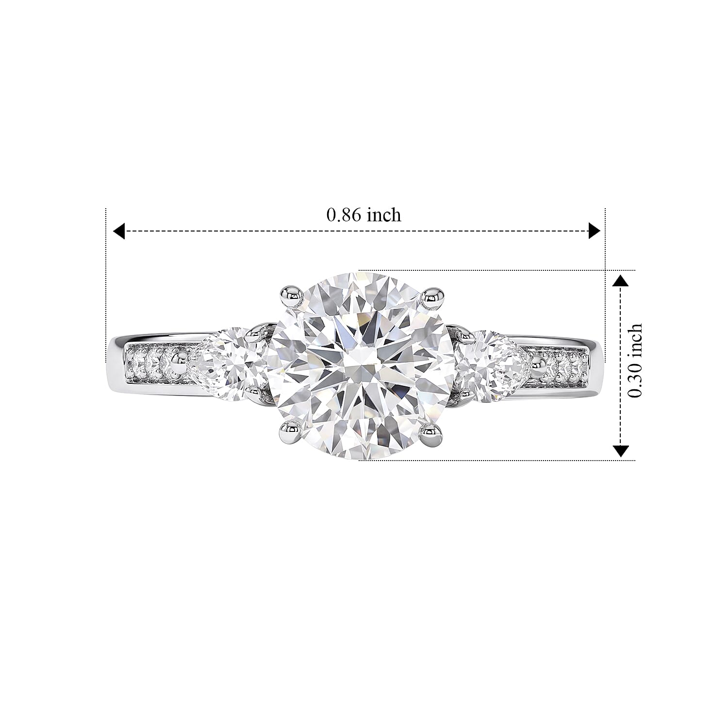 Doorbuster D'Joy Moissanite 3.50 ctw Ring (Size 8) and Pendant in Platinum Over Sterling Silver with Stainless Steel Necklace 20 Inches