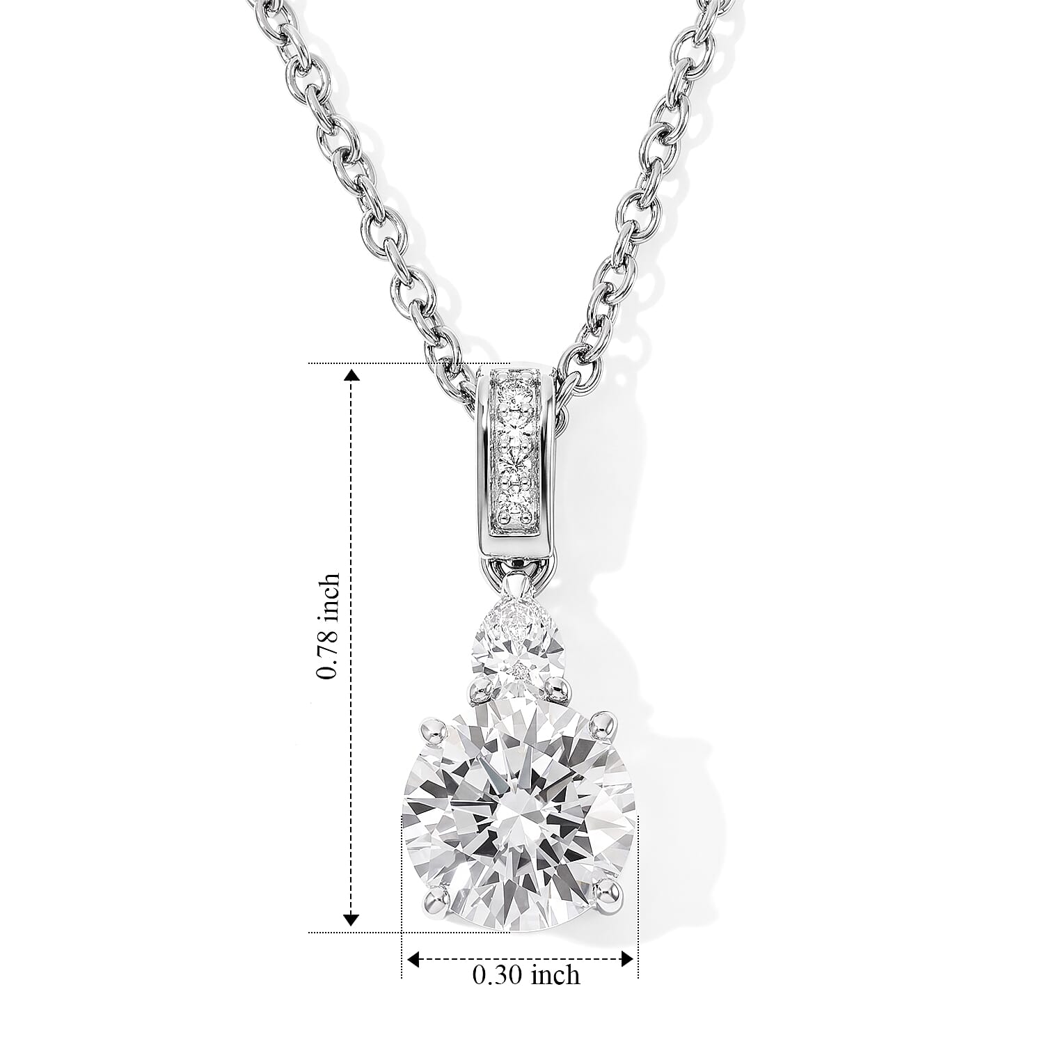 Doorbuster D'Joy Moissanite 3.50 ctw Ring (Size 8) and Pendant in Platinum Over Sterling Silver with Stainless Steel Necklace 20 Inches