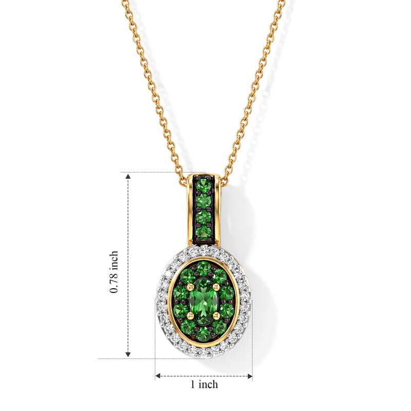 D'Joy Premium Tsavorite Garnet and Moissanite 0.70 ctw Pendant Necklace in 18K Vermeil Yellow Gold Over Sterling Silver 20 Inches