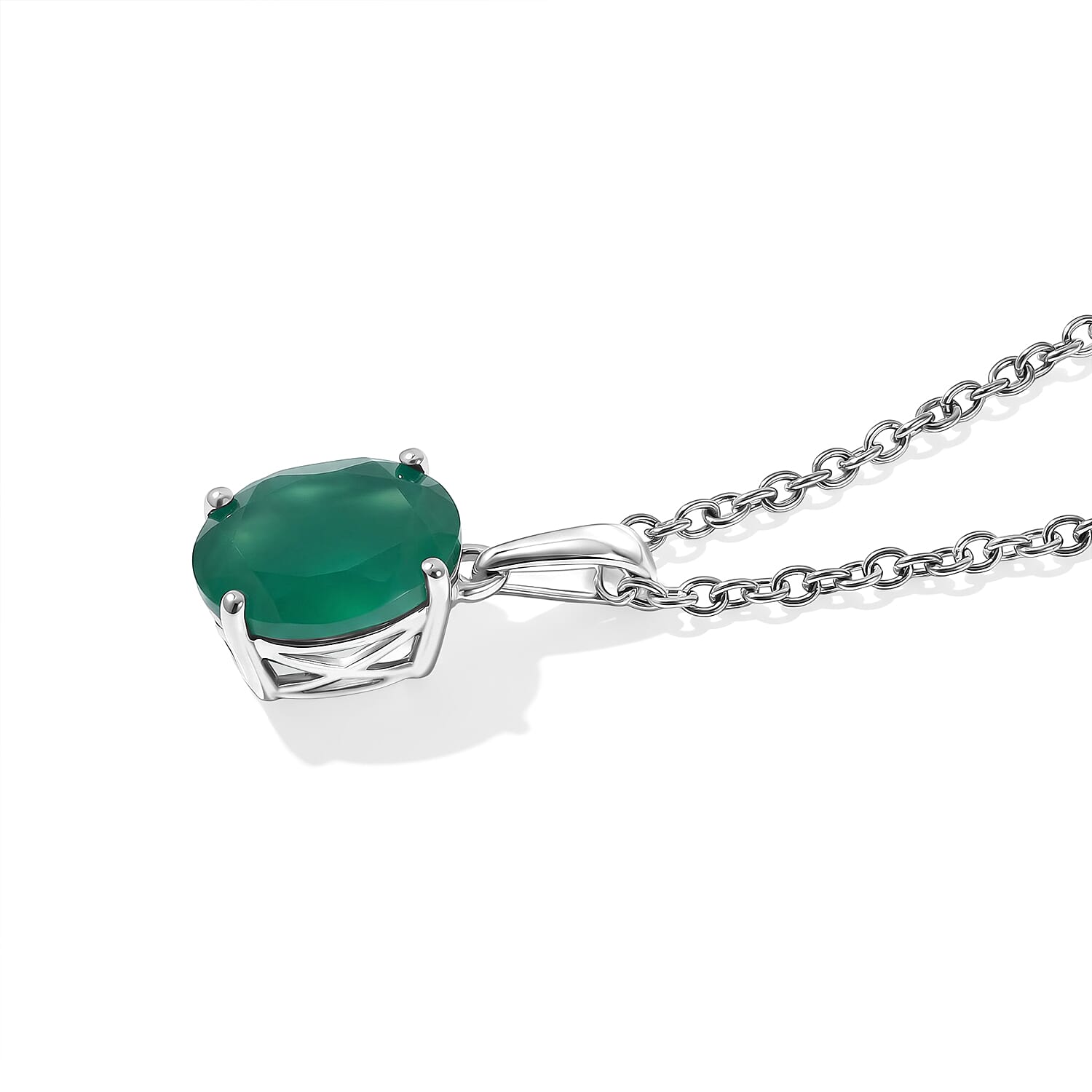 EverTrue Green Onyx 2.35 ctw Verdant Serenity Pendant in Platinum Bond with Stainless Steel Necklace 20 Inches