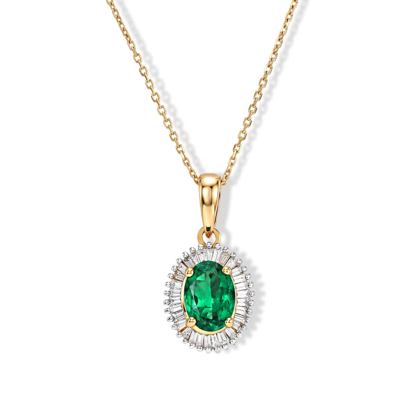 Luxoro AAA Tsavorite Garnet and Diamond I2 0.90 ctw Garden Halo Pendant Necklace in 10K Yellow Gold 20 Inches