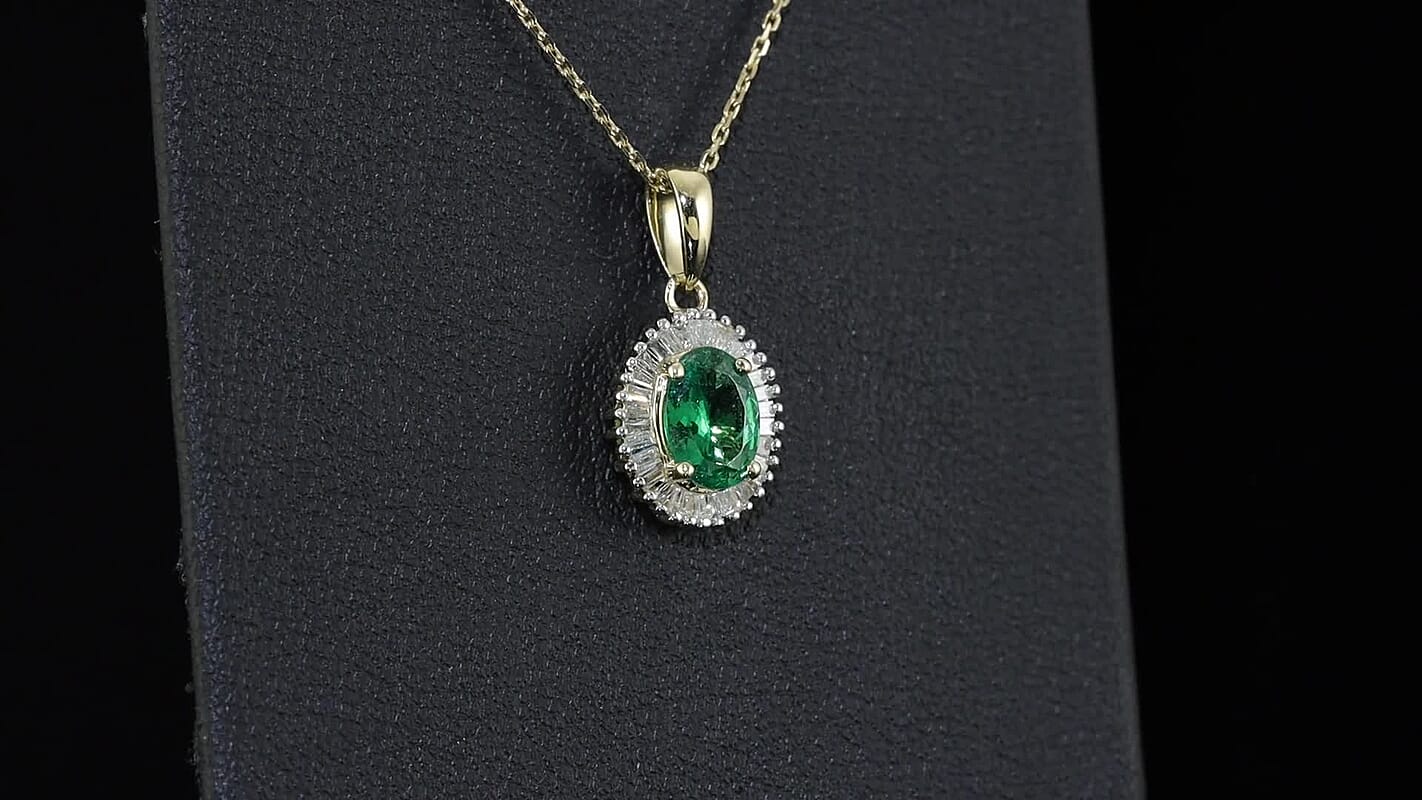 Luxoro AAA Tsavorite Garnet and Diamond I2 0.90 ctw Pendant Necklace in 10K Yellow Gold 20 Inches