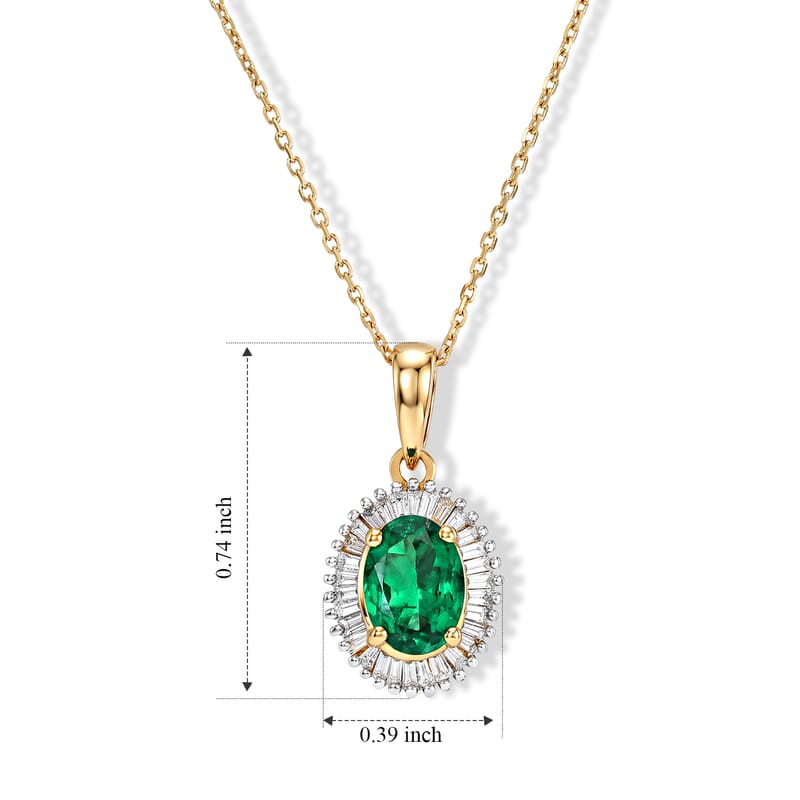 Luxoro AAA Tsavorite Garnet and Diamond I2 0.90 ctw Garden Halo Pendant Necklace in 10K Yellow Gold 20 Inches