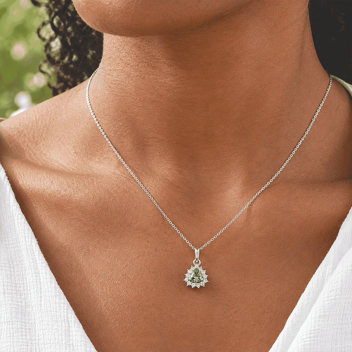 D'Joy AAA Arquiana Mint Tourmaline and Diamond 0.70 ctw Pendant Necklace in Rhodium Over Sterling Silver 20 Inches