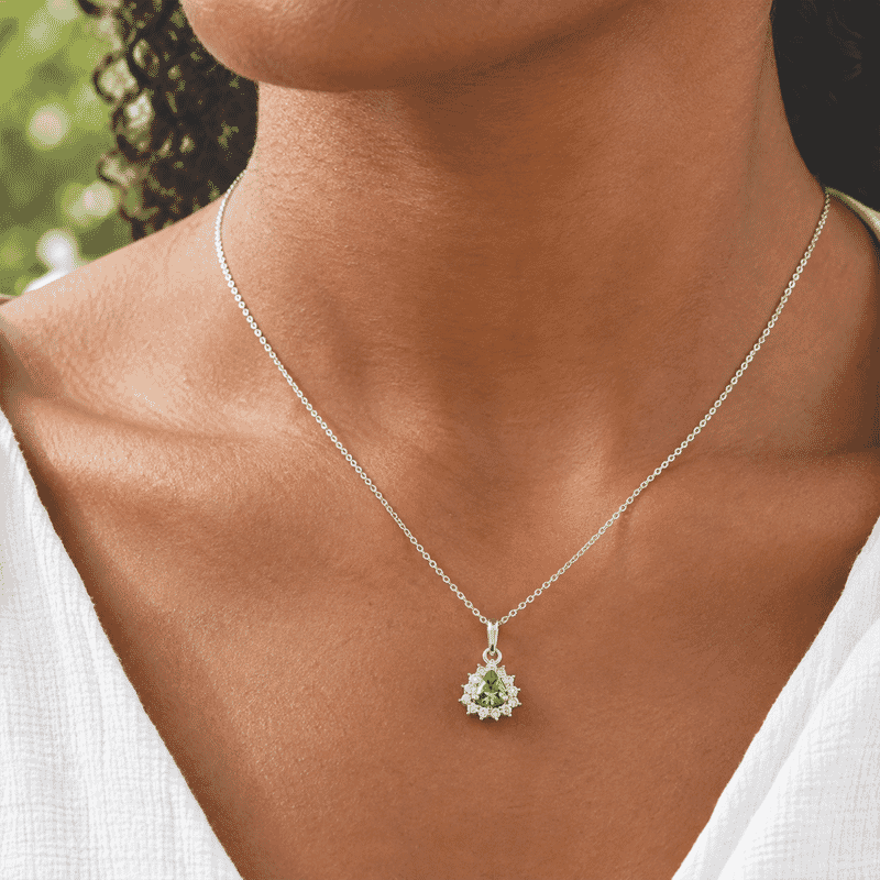 D'Joy AAA Arquiana Mint Tourmaline and Diamond 0.70 ctw Pendant Necklace in Rhodium Over Sterling Silver 20 Inches