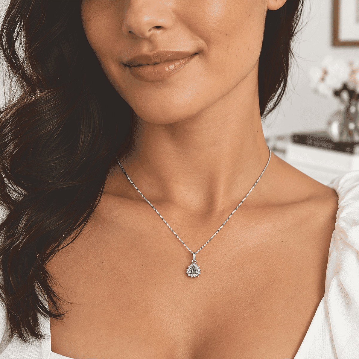D'Joy AAA Arquiana Mint Tourmaline and Diamond 0.70 ctw Pendant Necklace in Rhodium Over Sterling Silver 20 Inches