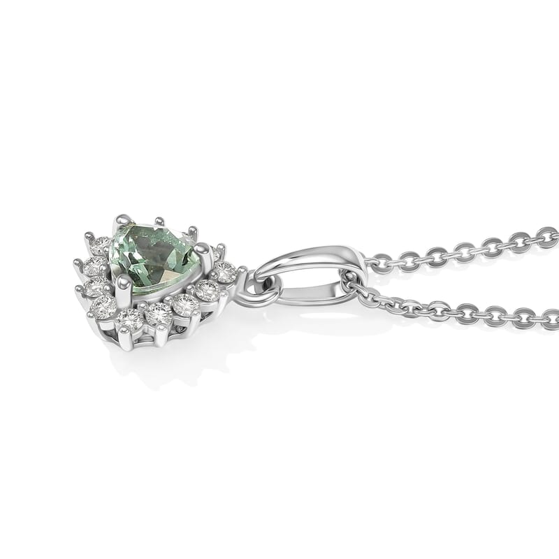D'Joy AAA Arquiana Mint Tourmaline and Diamond 0.70 ctw Pendant Necklace in Rhodium Over Sterling Silver 20 Inches