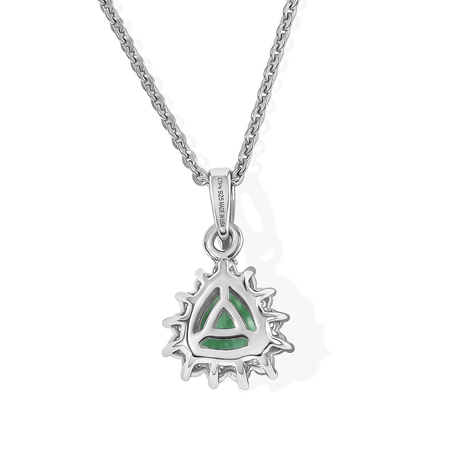D'Joy AAA Arquiana Mint Tourmaline and Diamond 0.70 ctw Pendant Necklace in Rhodium Over Sterling Silver 20 Inches