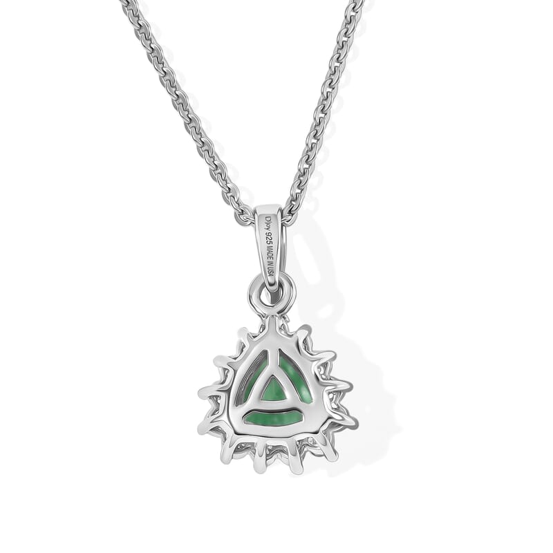 D'Joy AAA Arquiana Mint Tourmaline and Diamond 0.70 ctw Pendant Necklace in Rhodium Over Sterling Silver 20 Inches