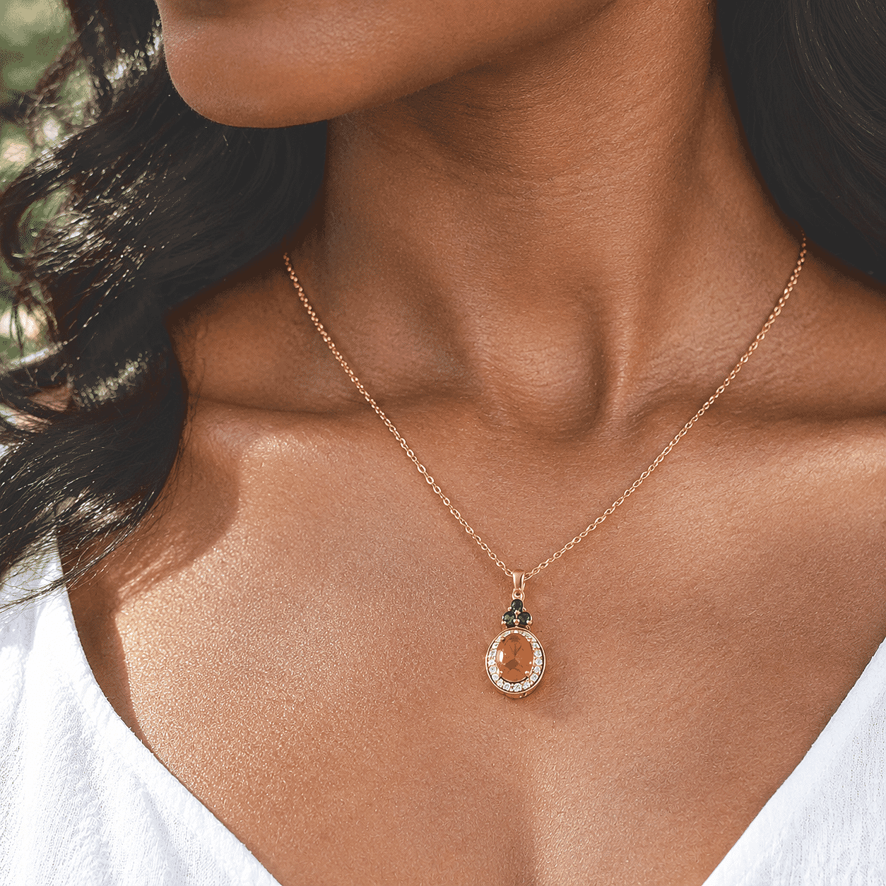 D'Joy AAA Crimson Fire Opal and Multi Gemstone 0.75 ctw Fiery Sapphire Halo Pendant Necklace in 18K Vermeil Yellow Gold Over Sterling Silver 20 Inches