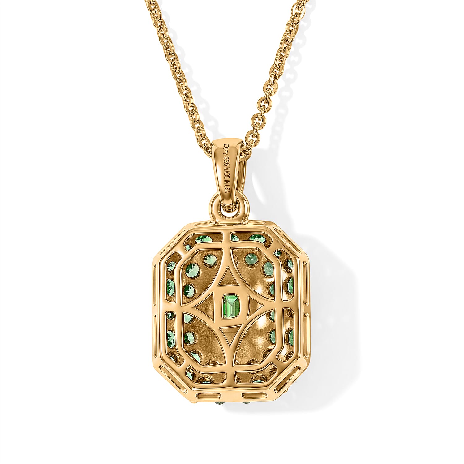 D'Joy Premium Tsavorite Garnet 1.30 ctw Pendant Necklace in 18K Vermeil Yellow Gold Over Sterling Silver 20 Inches