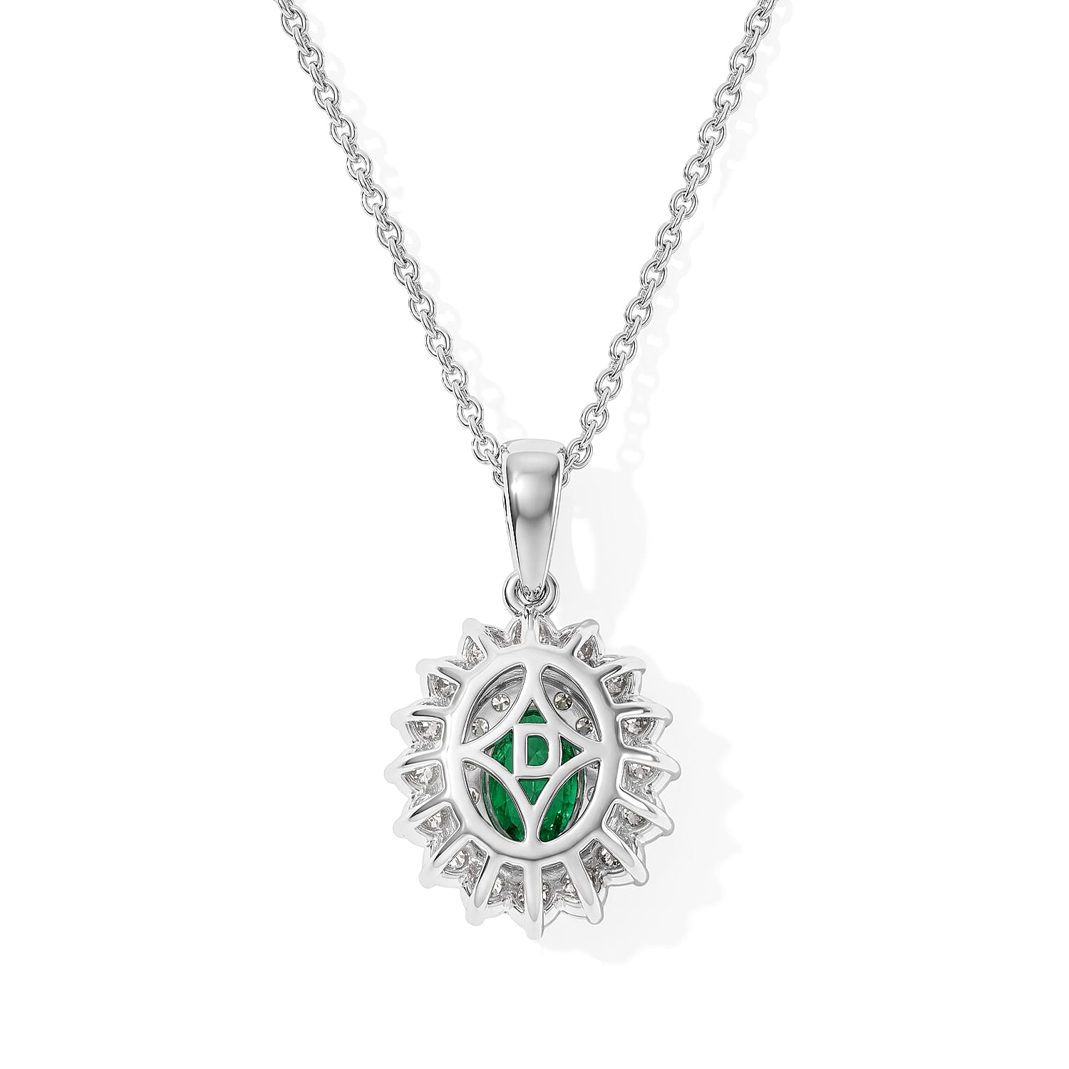 Certified and Appraised D'Joy Premium Boyaca Colombian Emerald and Moissanite 1.00 ctw Pendant Necklace (18 Inches) in Rhodium Over Sterling Silver
