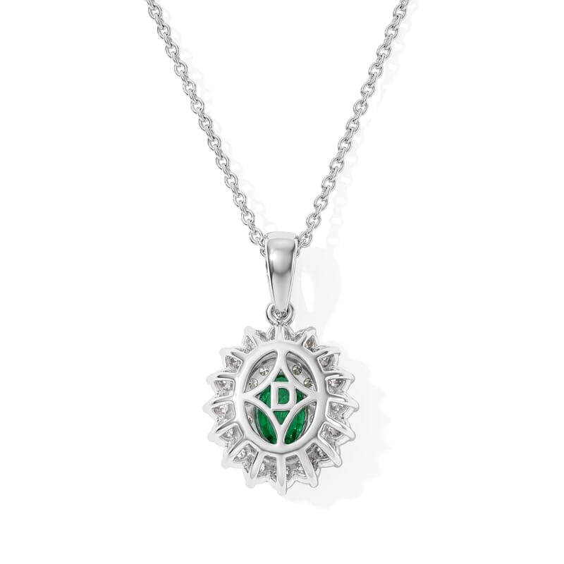 Certified and Appraised D'Joy Premium Boyaca Colombian Emerald and Moissanite 1.00 ctw Pendant Necklace (18 Inches) in Rhodium Over Sterling Silver